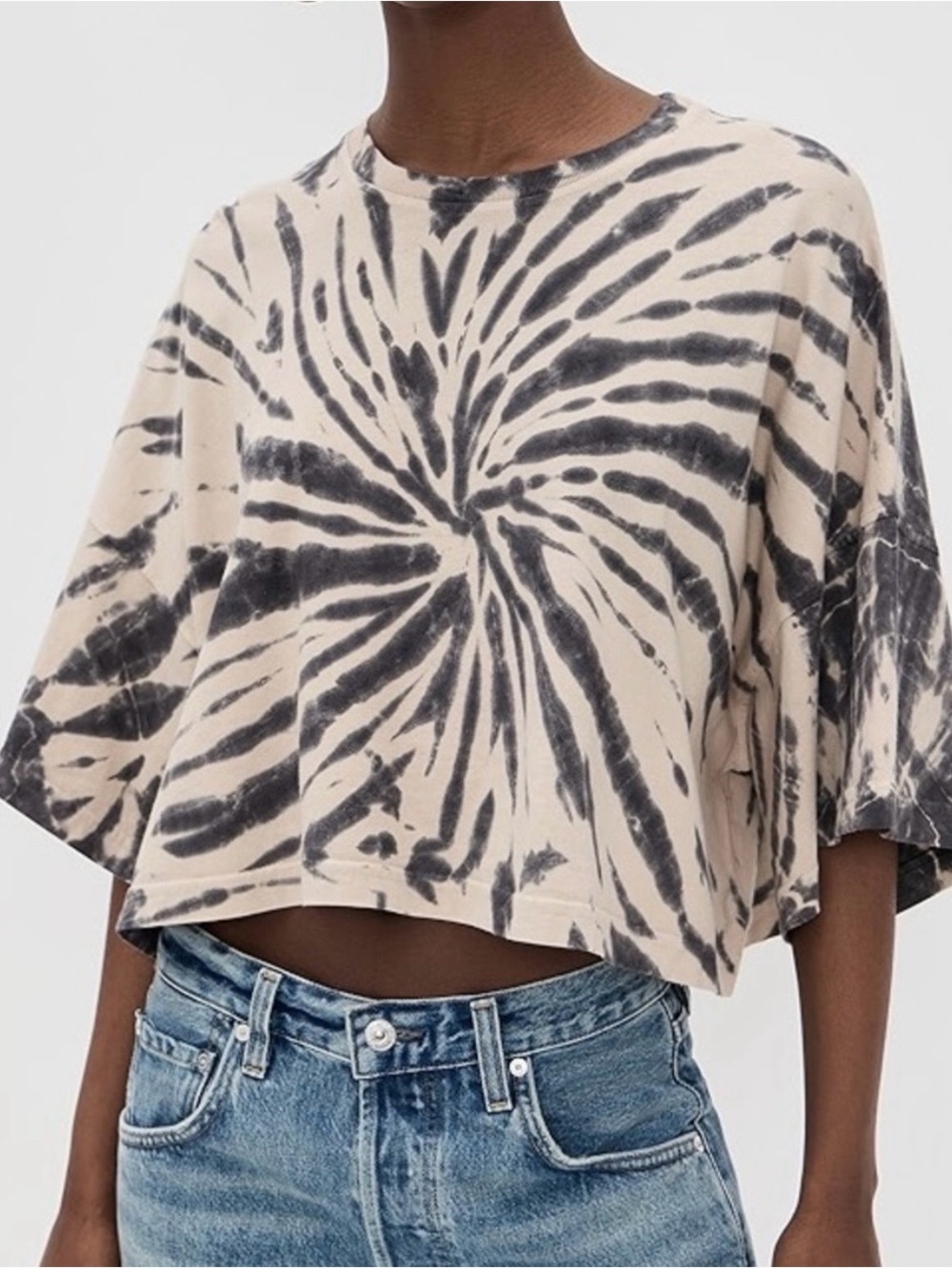 Citizens of Humanity Crop Cape Tee Spiral Tie Dye Organic Cotton Small NWT